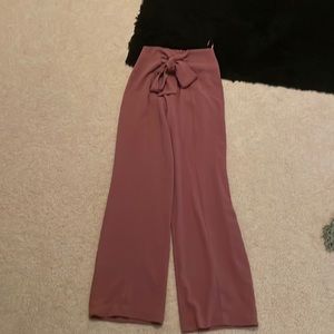 Dusty pink flared dress pants high waisted